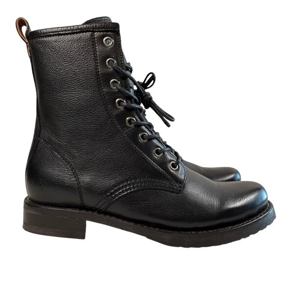 Frye Veronica Combat Boot Women's 8.5 M (B) Black Leather Lace Up 3476276 - Picture 1 of 12